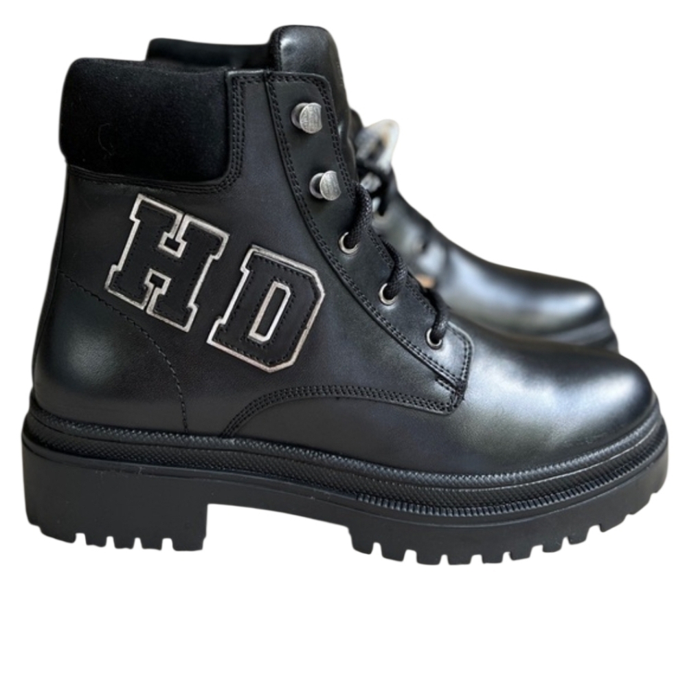 Harley-Davidson 120th Tressler Womens Motorcycle Black Leather Ankle Boots